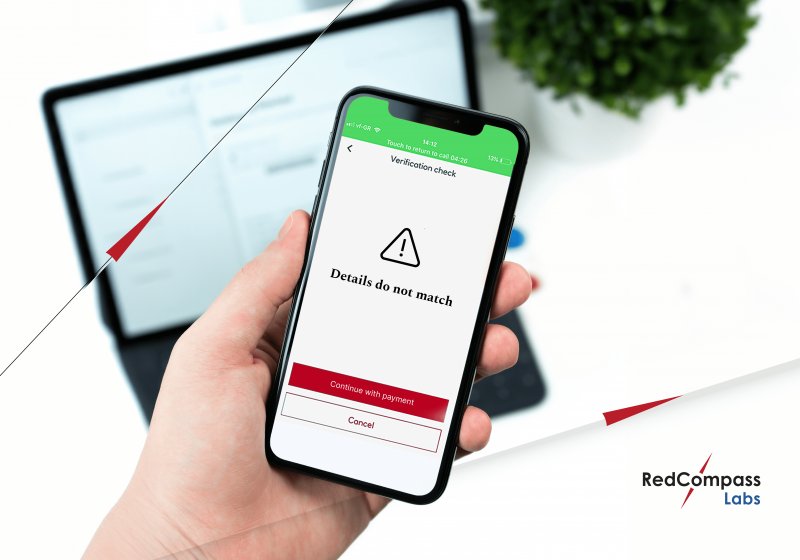 Phone displaying payment message 'details do not match'